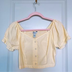 Arizona Yellow Blouse Coquette Puff-sleeve Top